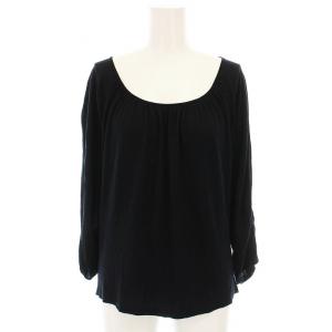 カットソー ドルマンスリーブ レーヨン ギャザー 七分袖 XS 黒 9A 8839 41 /YM