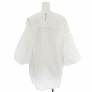 ebure バルーンスリーブ スキッパー ブラウス 3110700430 七分袖 キーネック シャツ 38 白 ホワイト