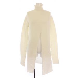 ニット セーター ハイネック ストレッチ ウール 36 ホワイト