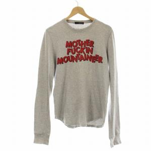 Tシャツ カットソー 長袖 ロンT ロゴ ダメージ加工 S グレー 赤 レッド  71XM321 /OR