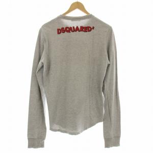 DSQUARED2 Tシャツ カットソー 長袖 ロンT ロゴ ダメージ加工 S グレー 赤 レッド  71XM321 /OR