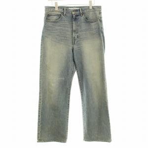 22AW デニムストレートパンツ ジーンズ ジップフライ ダメージ加工 38 青 ブルー 22030220306040