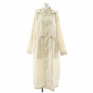 LA BOUCLE 24SS コットンナイロンタッサーオーバーコート ロング丈 フード 38 白 ホワイト