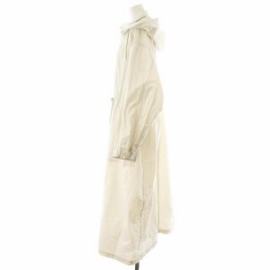 IENA LA BOUCLE 24SS コットンナイロンタッサーオーバーコート ロング丈 フード 38 白 ホワイト