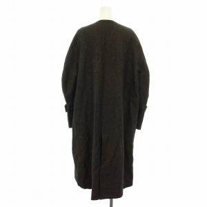 ENFOLD 18AW ウールリネンオーバーコート アウター ロング 麻 リネン混 36 茶 ブラウン 300BA230-0700