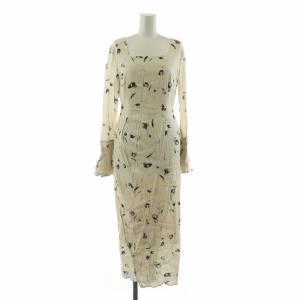 23AW スクエアネックスリットワンピース ロング 花柄 長袖 1 アイボリー FWFO235020 /NQ