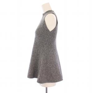 FRAY I.D 24SS アシメヘム畦編みペプラムノースリニット フレア ハイネック ストレッチ F グレー FWNT241130