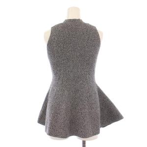 FRAY I.D 24SS アシメヘム畦編みペプラムノースリニット フレア ハイネック ストレッチ F グレー FWNT241130