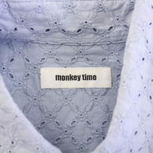 MONKEY TIME BROAD LACE REG ブロードレースレギュラーシャツ カジュアル 長袖 カットワーク 花柄 刺繍