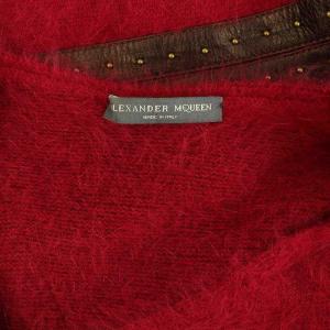 Alexander McQueen ニット ワンピース シャギー 起毛 レザー装飾 イタリア製 M レッド /MY OS