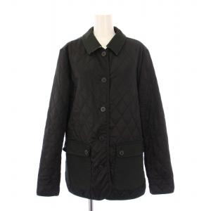 キルティングジャケット ステンカラー 中綿 アウター 裏地ノバチェック 切替 M 黒 ブラック /BB