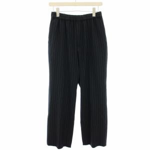 24AW サーモサキソニー裏起毛パンツ イージー ストレート ストライプ 38 紺 ネイビー 24030462705240