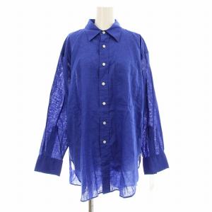 24SS コットンリネンルーズシャツ 長袖 麻 F 青 ブルー 24050200307210 /KU