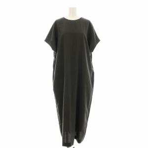 25SS FluidBackSatin ワンピース ロング マキシ 半袖 大きいサイズ 44 チャコール