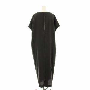 iCB 25SS FluidBackSatin ワンピース ロング マキシ 半袖 大きいサイズ 44 チャコール