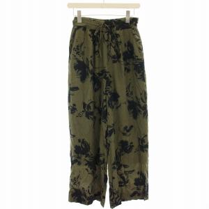 SHADE FLOWER PANTS ワイドパンツ イージー フラワープリント 36 緑 グリーン 黒