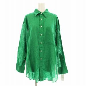 24SS コットンリネンルーズシャツ長袖 麻 F 緑 グリーン 24050200307210 /KU