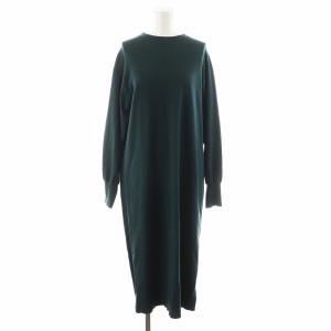 23AW ヴィスコースストレッチ ストレート ニットワンピース ロング丈 長袖 40 緑 グリーン OPWOSA0250