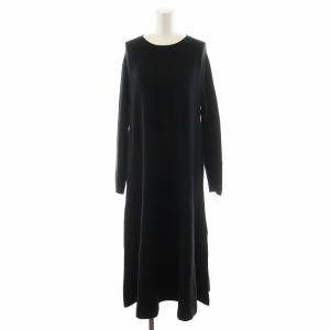 23AW ウォッシャブルフレアワンピース ロング丈 長袖 黒 ブラック 23040912283030 /AN51