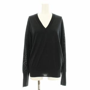 24AW 18GプレーンVネックプルオーバー ニット カットソー 長袖 ウール 黒 ブラック 24080900369030