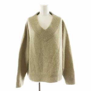 23AW YAKワイドVネックニット2 セーター 長袖 ウール ベージュ 23080240507040