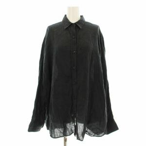 WIDEリネンシャツ カジュアルシャツ 長袖 麻 黒 ブラック 19050500706110 /KU