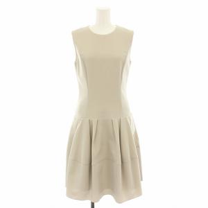 マットストレッチグログランノースリーブワンピース ひざ丈 38 ベージュ 36461 /YT