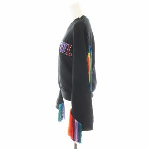 alice + olivia スウェット トレーナー ロゴ フリンジ XS 黒 ブラック 65191-1-91035 /AN25