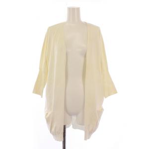 カーディガン 七分袖 前開きトッパー ストレッチ 無地 M 白 ホワイト /BB