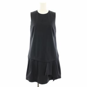 ワンピース ひざ丈 ノースリーブ フリル タグ付き 38 紺 ネイビー 36147 /YT