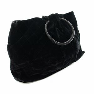 CHANEL マトラッセ ハンドバッグ ベロア サークルハンドル ブラック 6番台