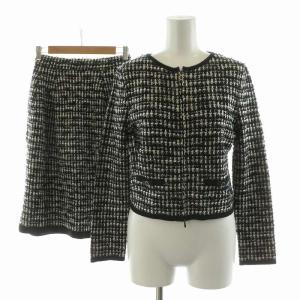 LOLLIPOP ニットジャケット セットアップ フレアスカート ツイード フォーマル ひざ丈 長袖 XS