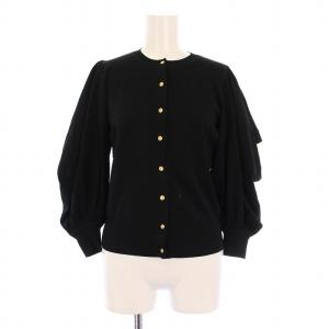 22SS レーヨンナイロンスリットスリーブカーディガン 長袖 クルーネック 36 黒 10222816560