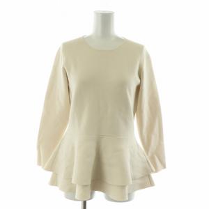 レーヨンナイロンフレアフリルプルオーバー カットソー ペプラム 長袖 36 アイボリー 10221816170