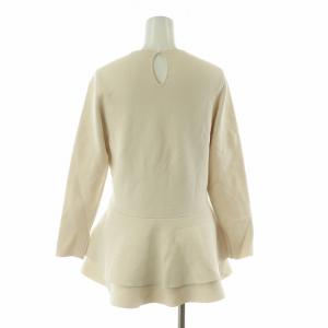 ANAYI レーヨンナイロンフレアフリルプルオーバー カットソー ペプラム 長袖 36 アイボリー 10221816170