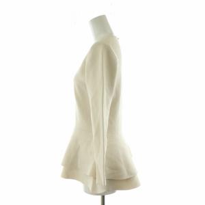 ANAYI レーヨンナイロンフレアフリルプルオーバー カットソー ペプラム 長袖 36 アイボリー 10221816170
