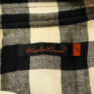 UNDERCOVER シャツ 長袖 ドッキング チェック柄 ロゴ コットン 2 ベージュ 黒 ブラック 6S225-SH6 /AN13
