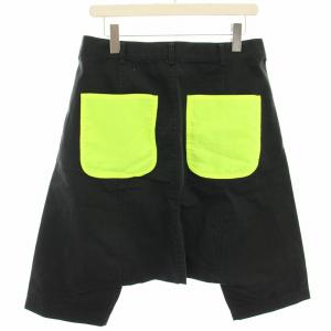 BLACK COMME des GARCONS 蛍光色バックポケットコットンツイルサルエルパンツ ショートパンツ ハーフパンツ S 黒 ブラック 1G-P022