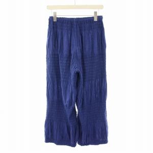 me ISSEY MIYAKE シュリンクストライプ SHRINK STRIPE イージーパンツ リボン 青 ブルー MI14FF172