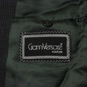 GIANNI VERSACE テーラードジャケット シングル ウール シルク混 絹 48 黒 ブラック /AN43