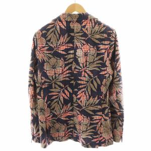 CIRCOLO1901 テーラードジャケット シングル チェック柄 花柄 48 オレンジ 紺 ネイビー 茶 ブラウン /AN34