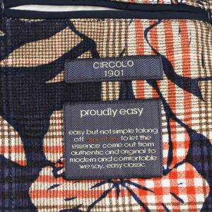 CIRCOLO1901 テーラードジャケット シングル チェック柄 花柄 48 オレンジ 紺 ネイビー 茶 ブラウン /AN34