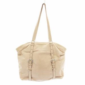 PRADA トートバッグ レザー ロゴ ピンクベージュ /KU