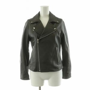 ライダースジャケット ダブル レザー 革ジャン 羊革 本革 36 チャコールグレー 6425-699-0296