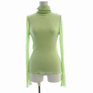 WOOL RIB TURTLE カットソー タートルネック シアー シースルー 長袖 F 緑 グリーン