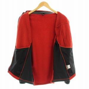 mont-bell クリマエアジャケット ブルゾン フリース ジップアップ 切替 ロゴ刺繍 L 赤 レッド  黒 ブラック