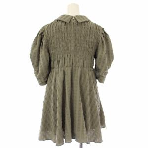 CELFORD 22SS ふくれチェックブラウス 半袖 36 カーキ CWFB222034 /TK