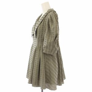 CELFORD 22SS ふくれチェックブラウス 半袖 36 カーキ CWFB222034 /TK