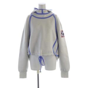プルオーバーパーカー スウェット フーディー 長袖 ライトグレー 青 ブルー /RO