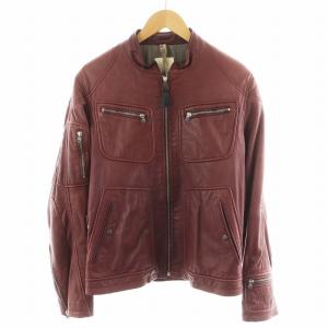 ライダースジャケット シングル 羊革 ラムレザー M ボルドー /AN40